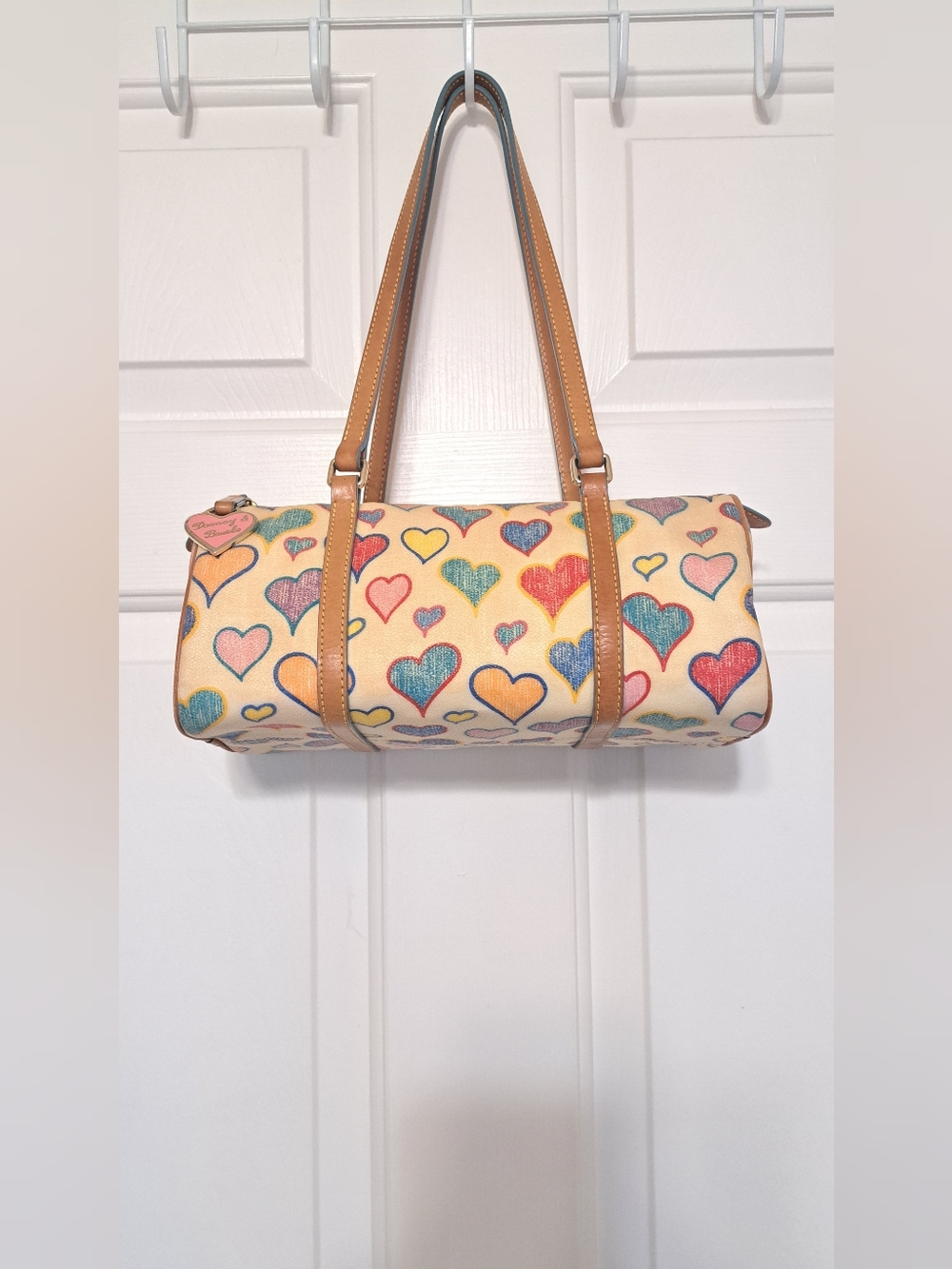 Vintage Dooney & Bourke Hearts Barrel Satchel Hearts Bag